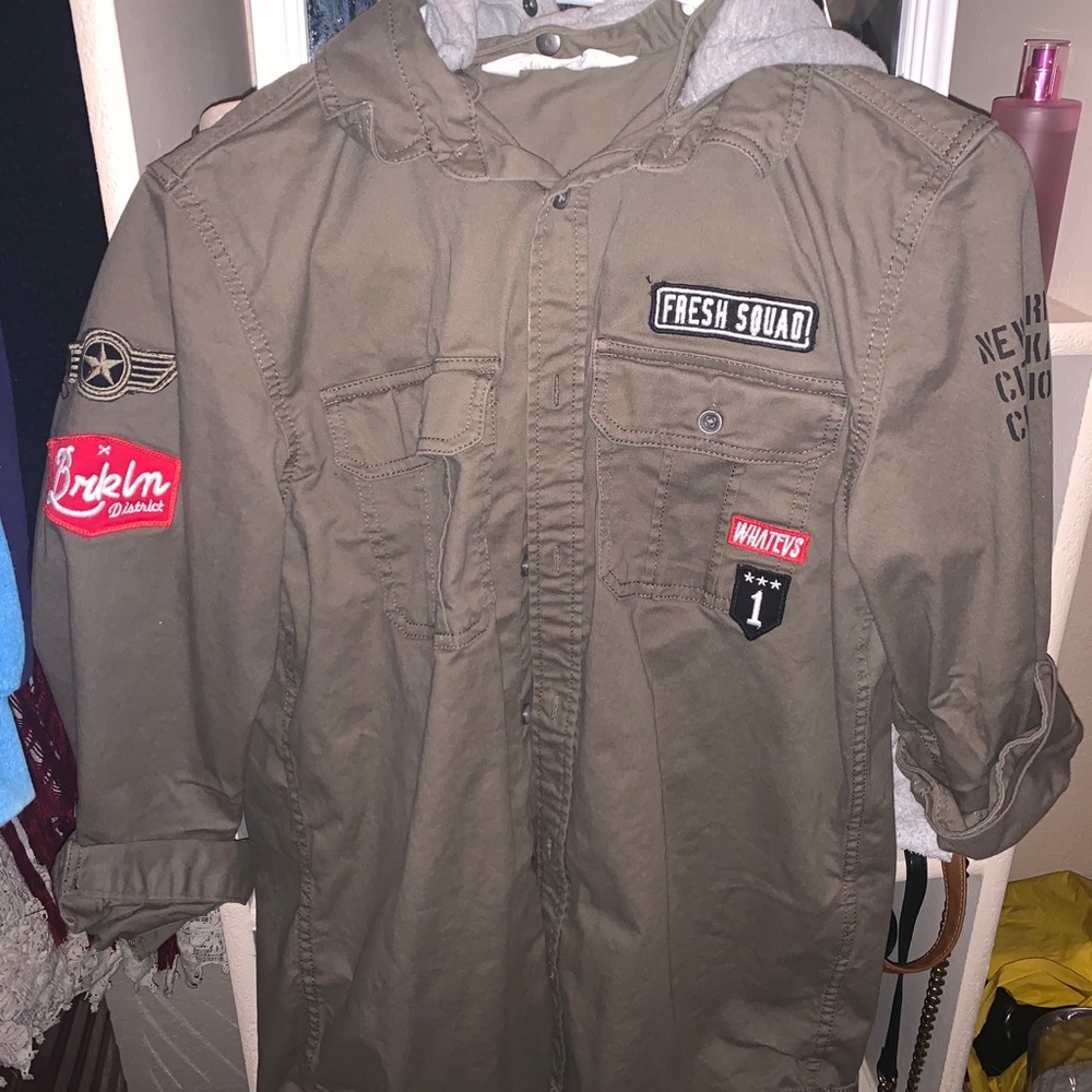 Hooded Logo Cargo Shirt